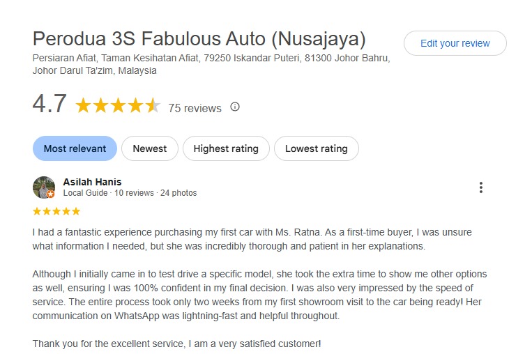 perodua johor sales testimoni 1